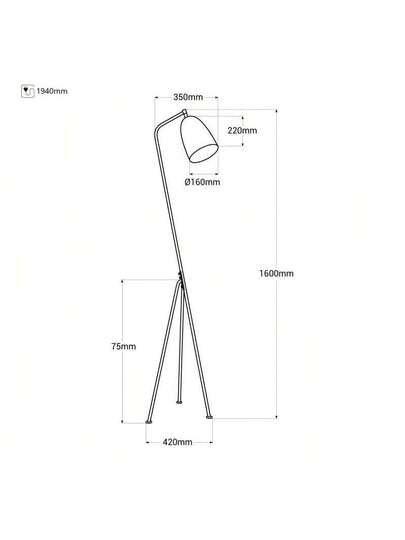 Alpinaluz Retro Industrial Vloer Lamp Metal Tall Three Legged Grasshopper Wit E27 view 2