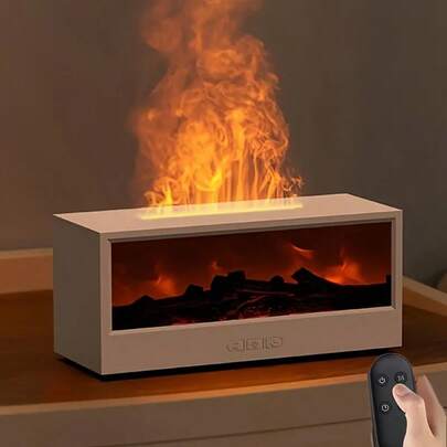 3D Flame Aroma Diffuser, Essential Oil Humidifier With Color Ambient Lighting, Remote Control & Ultrasonic Mist Technology, Suitable For Office, Bedroom, Holiday Gift