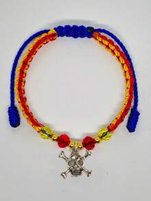 2 piezas Nuevo juego de pulseras 2026 con ancla geométrica y calavera, tejido de resina y metal, para hombres, mujeres, parejas, amigos, fiesta de moda, atuendo y accesorio diario