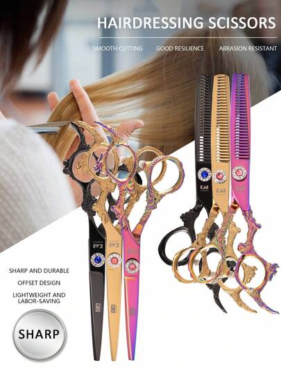 1 PC Professional 6 Inch Japan Barber Scissors Hair Scissors Straight Thinning Hairdressing Salon Haircut Styling Tools,Hair,Travel,Hair Products,Hair Tools,Hair Stuff,Barber,Barber Accessories,Barbershop,Hairdressing Equipment