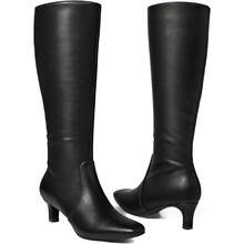 SUNCOM Women's Knee High Boots – Kitten Heel Square Toe Tall Boots With Side Zipper, Fashion Long Boots For Fall Winter, Office & Casual Wear - 黑浦 - 查看 4