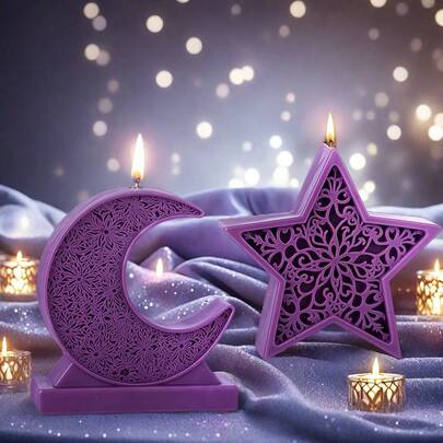 قالب سيليكون بشكل نجمة وقمر، مناسب لصنع الشوكولاتة وتزيين الكيك وصناعة المجوهرات الراتنجية والشموع، ألوان وأشكال عشوائية، طقم صب المجوهرات اليدوية، ديكور عيد القمر، المناسبات والأعياد