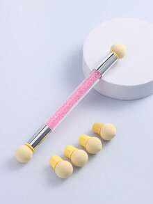 Pink Double Head Nail Art Pen Brush With Rhinestone Studded Handle All-In-One Dotting, Gradient, Painting & Detailing Tool For Professional Manicure - Multicolor - View 9