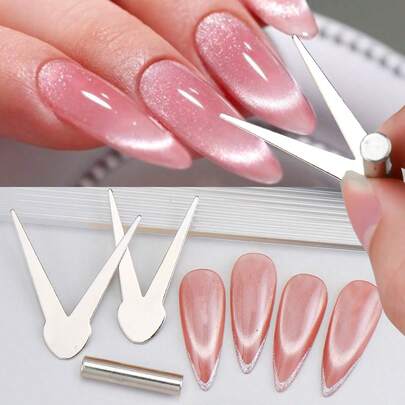 FULL BEAUTY Que que từ tính hình mắt mèo mới, nhiều kích cỡ, cầm tay, hình chữ Y, dụng cụ trang trí móng tay từ tính 2 trong 1, thích hợp cho việc tự làm sơn gel móng tay.