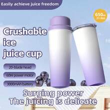 1500 mAh*2 Akumulatorowy blender sokowirówkowy 650 ml, zawiera 1 jednostkę główną, 1 pokrywkę na kubek, 1 kubek, dużą pojemność, wielofunkcyjny sokowirówka do owoców, mini blender, łatwy do czyszczenia, do przygotowywania koktajli mlecznych, smoothie, soków, idealny do domu i podróży