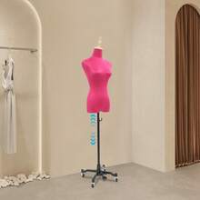 CNCEST Dress Form, Female Sewing Mannequin, Movable Rolling Body Model Base, 4.27-6.23ft Height Adjustable Female Clothing Display Model, Detachable Casters Clothing Display Stand Mannequin For Clothing Display And Tailor Design (Hot Pink) - Hot Pink - View 6