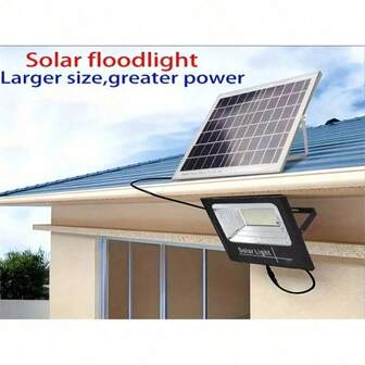 1 款户外太阳能照明，LED 灯珠亮白光，从黄昏到黎明，太阳能安全泛光灯，适用于谷仓、花园、车库、小路、庭院、露台、草坪、阳台，带电缆