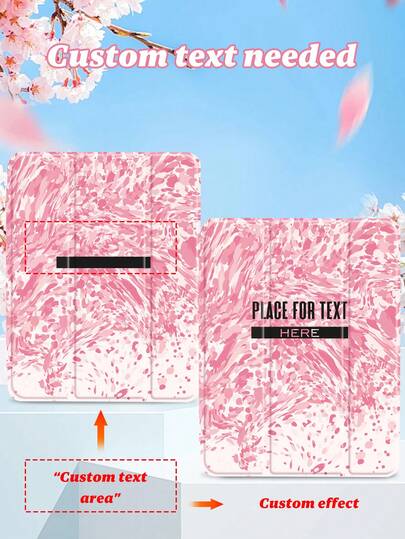 Custom Colorful Floral Painted Flat Tablet Case, Personalized Text & Image Printing, Built-In Pen Slot, Tri-Fold Stand, Suitable For IPad Mini4/Mini5/Mini6/Air/Air2/9.7/10.2/10.5/Air4/Air5/10.9/Pro 11"/10th/11th/IPad Air 11-In.(M2)-2024 2025, Galaxy Tab A8 10.5" 2022 (Tablet Not Included)