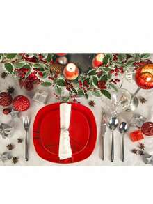 1 pieza Guirnalda de Navidad artificial de 5.8 pies con bayas rojas, hojas de acebo y decoración de flores de ratán para la decoración del hogar