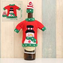 1-6 pièces Manchons de bouteille de Noël avec motifs de Père Noël/Bonhomme de neige/Renne. Manchons de bouteille de Noël brodés de dessins animés. Décorations de table pour les fêtes, décorations de Noël, décorations de chambre d'hiver, décorations de Noël pour la maison, cadeaux de Noël, décorations de Noël