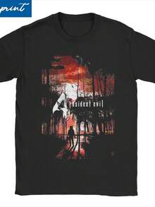 Resident New Eviled 4 T Shirt For Men Women Pure Cotton Vintage T-Shirts Round Collar Game Tees Short Sleeve Tops Plus Size - 黑色5 - 查看 1