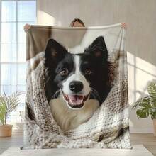 1 Border Collie Printed Blanket - Soft And Warm Polyester Dog Lover, Suitable All Sizes, Comfortable Camping, Travel, Home Decoration, Throw Blanket, Washable Pet-Themed Blanket FQIT - Multicolor - View 2