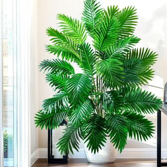 68-88-145cm Large Artificial Palm Tree Tropical Fake Plant Green Plastic Palm Leaf Branches Suitable For Home Garden Decoration