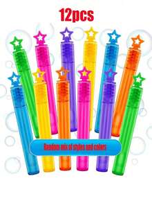 12/24pcs Mini Bubble Wands, Handheld Bubble Tubes, Small Manual Bubble Makers, Party Atmosphere Creators, Celebration Bubble Blowing (Bubble Liquid Not Included) Christmas - Multicolor - View 14