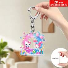 Sanrio Impresión plana 2D, 1 llavero acrílico de Sanrio, 26 letras del alfabeto en inglés de Melody y Hello Kitty, colgante con inicial de nombre, colgante de bolso lindo, llavero de pareja, llavero de coche, adecuado para Navidad, Acción de Gracias, decoración del Día de San Valentín, regalo de carnaval, regalo de Navidad Impresión plana 2D