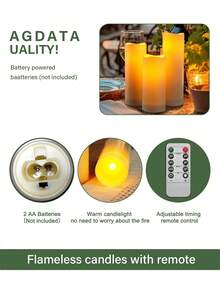 4/12支装防水LED蜡烛，带遥控器和定时器，户外闪烁无焰蜡烛，电池供电，逼真柱状蜡烛，适用于婚礼、万圣节、圣诞节、情人节、派对、家居装饰，营造温暖烛光