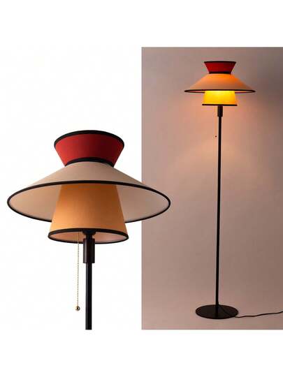 Alpinaluz Multi Vloer Lamp Ø40cm, Textile Wood Shade, E27, Retro Boho Citronella "LIMONA" Power Chain view 3