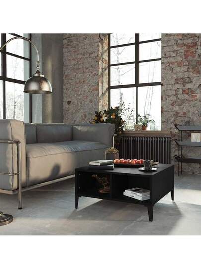 VidaXL Coffee Tafel 60x60x30 Cm, Processed Wood, Zwart