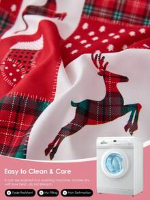 Juego de sábanas de 3/4 piezas con estampado de renos y calcetines navideños a cuadros, con una sensación suave como una nube, resistente a las arrugas y al encogimiento, que incluye 1 sábana plana + 1 sábana ajustable + 1/2 fundas de almohada, sábana de bolsillo profundo, para camas de todos los tamaños, certificado Oeko-Tex