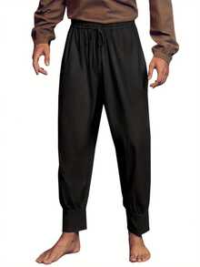 Mens Medieval Renaissance Pants Viking Pirate Mercenary Gothic Costume Cosplay Navigator Trousers - Black - View 2