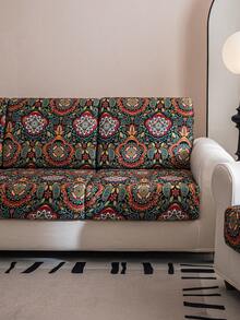 1pc Stretch Wrap Sofa Slipcover, Milk Silk Bohemian Style Sofa Cover, Home Decor Sofa Protector Against Dust & Scratches, Suitable For All Seasons - Green - View 5