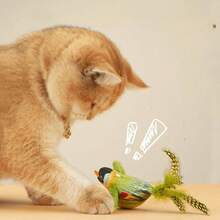 1PC Indoor Interactive Cat Chasing Amusing Distraction Toy That Mimics The Sound Of A Bird. Cat Amusing Toy That Imitates The Sound Of A Bird And Is Self-Comical. Wall-Mounted Indoor Cat Toy That Is Amusing And Self-Comical. Interactive Indoor Bird Toy. - Multicolor - View 9