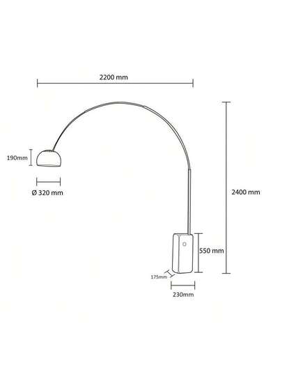 Alpinaluz "ARABELLA" Vloer Lamp Stainless Steel Arch Wit Marble Base Height 240 Cm, Width 220 E27 view 6