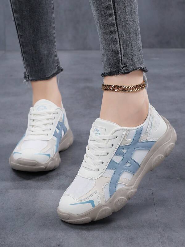 Damen Lässig Sportschuhe, Flache Schnürschuhe mit Mesh, atmungsaktiv, leicht und bequem für Outdoor-Wandern und Laufen