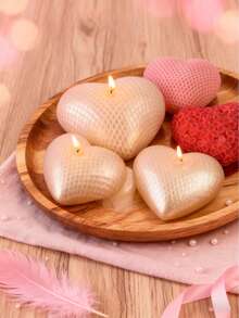 3D Silicone Mold Set - Woven & Floral Heart Shapes, Suitable For Homemade Candle, Wax Melts, Resin Crafts, Decoration For Festivals And Gatherings, Heat-Resistant, Easy To Clean - White - View 5