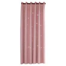 Paneles Huecos de Gasa para Ventana, Cortina de Estrellas, Cortina con Acabado Romntico, Cortinas Coloridas para Sala de Estar Capa Doble Estrella Hueca Rosa - Capa doble estrella hueca rosa - Ver 7