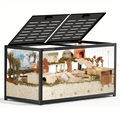1pc BUCATSTATE Guinea Pig Cage 3.0 - Acrylic Stackable Hamster & Small Pet Home, Spacious & Ventilated With Easy Top Access, Quick Assembly, 120L Capa