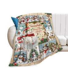Snowman Blanket Christmas Throw Blanket Cozy Plush Fleece Flannel Holiday Blankets Lightweight Fuzzy Gifts For Women Me