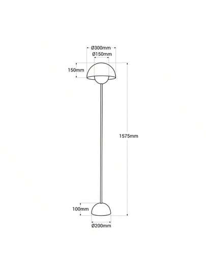 Alpinaluz Classic Nordic Vloer Lamp In Zwart Parabolic Shade Base, E27 Socket Living Room, Dining Bedroom view 2