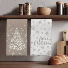MEMNUN 2 pezzi Asciugamani da cucina natalizi minimalisti con stampa di albero di Natale e fiocco di neve, 40*60cm, super morbidi e assorbenti in microfibra, adatti per ristoranti, cucine, decorazioni natalizie e regali, per tutte le stagioni