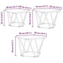 vidaXL Tavolino da caffè 3 pezzi in quercia nera, 50 x 50 x 40 cm