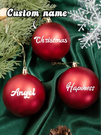 5 piezas de adornos de bola de Navidad con texto personalizado, adornos de Navidad con nombre personalizado, adornos de Navidad personalizados para familias, decoraciones de Navidad y Año Nuevo para el hogar, ambiente festivo, set de múltiples piezas, multicolor, duradero, colorido, lindo, adorable, divertido, kawaii, estilo Y2K, elegante, unisex, casual, personalizado, único, regalo ideal para él, regalo ideal para ella, ella, novio, novia, familia, amigos