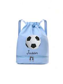 Customizable Backpack With Personalized Name Or Holiday Greetings. Solid Color Design, Minimalist Casual, Football Pattern, Lightweight Large Capacity. Adjustable Shoulder Strap, Zipper Closure, Multi-Function Shoe Compartment, Drawstring Travel Bag, Suitable For School, Daily Life, Outdoor, Sports, Fitness, Swimming And Other Occasions. Can Be Customized With Name, Letter, Lucky Number, Etc. - Multicolor - View 15