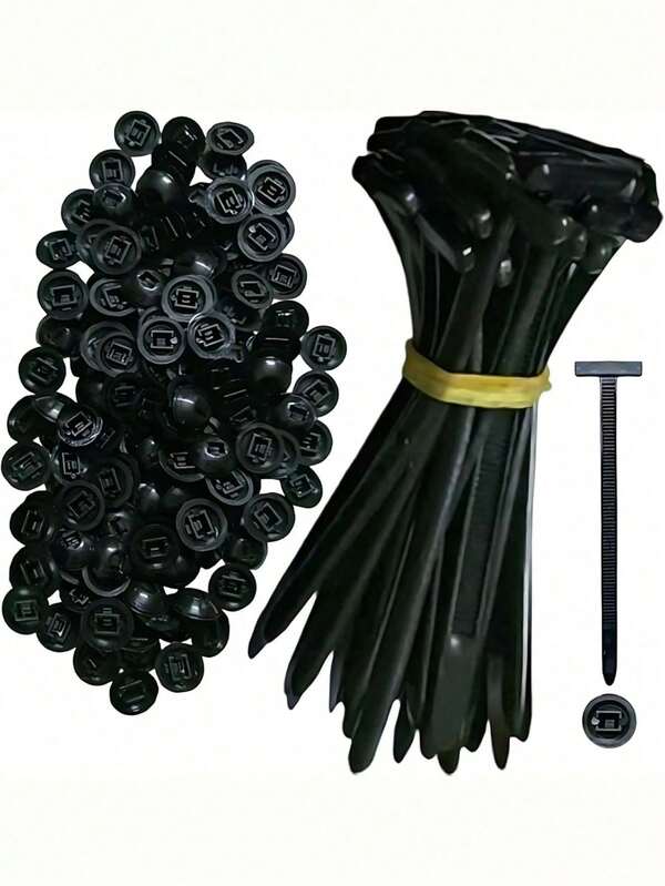 20/40/50/60/100 piezas Bridas de nailon universales de uso pesado con pasador y botón. Correas de sujeción para reparación de automóviles y uso diario.