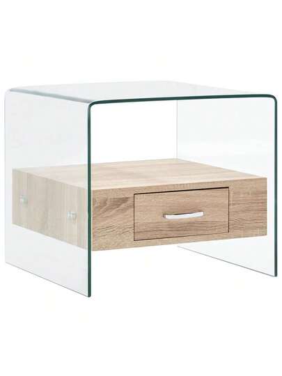VidaXL Coffee Tafel Drawer 50x50x45 Cm Tempered Glass