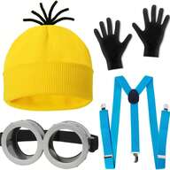 NYE Costume 5-Piece Set For Adults | Soft Polyester Unisex Hat Goggles Gloves Overalls | Cosplay Outfit For New Year Party