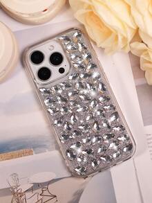 Funda de teléfono con diseño de joyería de lujo con diamantes de imitación, compatible con Apple 16, 15, 14, 13, 12, 11 Plus Pro Max, cubierta protectora con diamantes de imitación completos