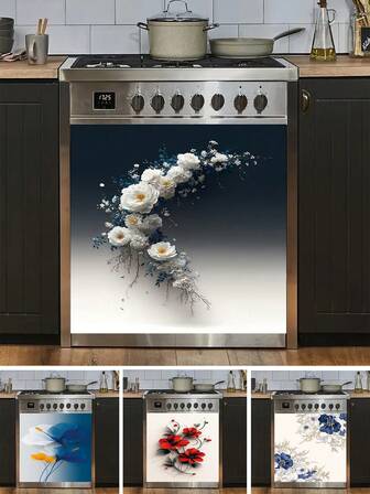 Magnetic Stickers, Floral Art Design Dishwasher, Refrigerator Stickers, Stove Cover Pads, Elegant Style, Enhance Space Quality, Make Appliances Wear-Resistant And Scratch-Resistant, Self-Adhesive, Sturdy And Won't Fall Off, Suitable For Refrigerator, Dishwasher, Sterilizer, Washing Machine