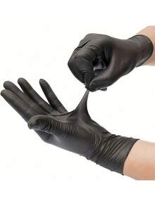 Opakowanie 100/50 sztuk rękawiczek nitrylowych, rękawice nitrylowe do użytku domowego, odpowiednie do sprzątania domu, sprzątania kuchni, kąpieli zwierząt, farbowania włosów, salonów kosmetycznych, tekstura antypoślizgowa, do środków czystości do użytku domowego, pielęgnacji samochodu, na Walentynki, Wielkanoc, Święto Dziękczynienia, Dzień Matki, Dzień Ojca, nadają się do kuchni, dystrybucji, kubków, talerzy, tac, murali, malowideł ściennych, malowania zdjęć, sprzątania, świec, dekoracji świątecznych (pakowane w torebki). - Czarne - Zobacz 12