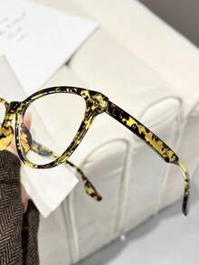 1 Pair Women's Cat Eye Eyeglasses Frame, Cute Decorative Clear Lens Glasses - Multicolor - View 3