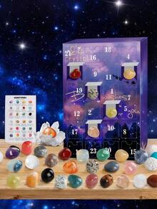 24 Gemstones Rock Collection Advent Calendar 2024, 24 Days Christmas Countdown Calendar For Kids Xmas Girls Boy Gift - Purple - View 1
