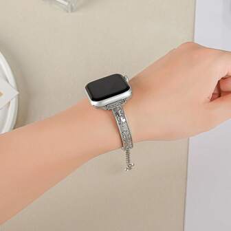 1pc Gothic Vintage Carved Cross Adjustable Pendant Chain Compatible With Apple Watch 38/40/41/42/44/45/49/46mm, Suitable For Apple Watch Ultra3/2/1/Se/S11/S10 9/8/7/6/5/4/3/2/1, Unisex Metal Band For All Seasons