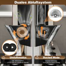 SNDOAS Dunstabzugshaube 60cm, Abzugshaube mit A+++ Energieeffizienz, Abluft/Umluft, 400 m³/h, 3 Stufen + Booster, Wandhaube mit Aktivkohlefilter, Gehärtetes Glas Touchscreen und LED, Schwarz/Gold [Energieklasse A+++]