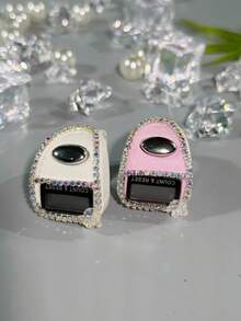 1 قطعة خاتم إلكتروني محمول خفيف الوزن مزين بالراين ستون، عداد خرز الصلاة، عداد متعدد الأغراض، خاتم فاخر أنيق، عداد محمول مناسب للرجال والنساء، هدية مثالية للمناسبات والعد الصلاة - متعدد الألوان - مشاهدة 30