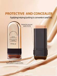 1 Piece 20g Hydrating Lightweight Buildable Full Coverage Brightening Long-Lasting Smudge-Proof Waterproof Oil Control Non-Caking Cream Foundation Stick With Brush, Natural Nude Shade Double-Ended Design Easy To Apply Blendable Concealing Brightening Persistant Non-Comedogenic Oil-Free, Perfect For Daily Makeup Party Wedding Summer Season Travel-Friendly For All Skin Types Matte Finish Photo-Ready Makeup Essential - 彩色 - 查看 5