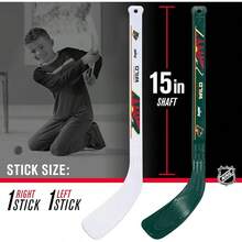 Conjuntos de Mini Hockey de la  de Franklin Sports - Conjunto de Combo de Portería de Hockey de Rodilla, Pelota y 2 Palos de Hockey - Red de Portería Mini - Conjuntos de Hockey Oficiales de la - Minnesota Wild - Ver 11